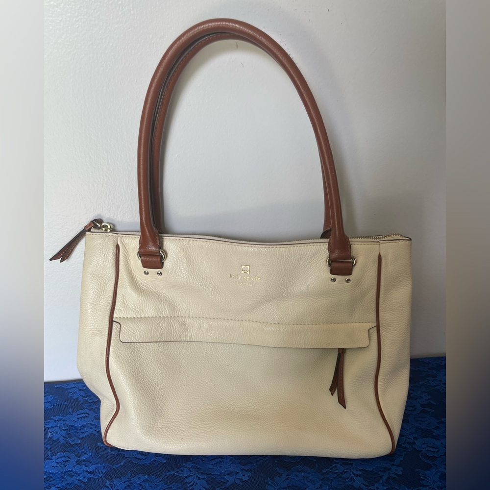 Kate Spade Cream and Brown Leather Satchel